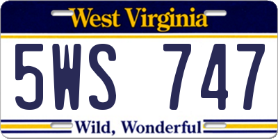 WV license plate 5WS747