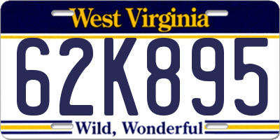 WV license plate 62K895