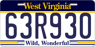 WV license plate 63R930