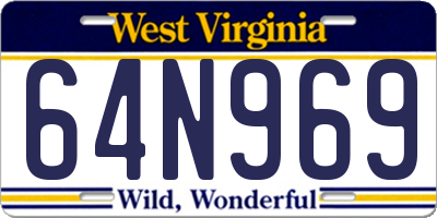 WV license plate 64N969