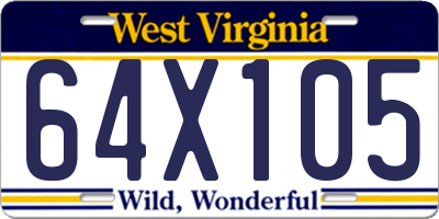 WV license plate 64X105