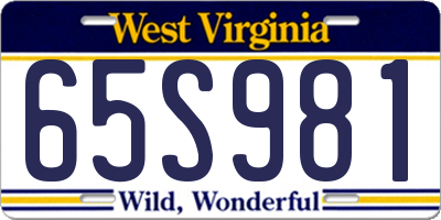 WV license plate 65S981