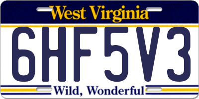 WV license plate 6HF5V3