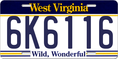 WV license plate 6K6116