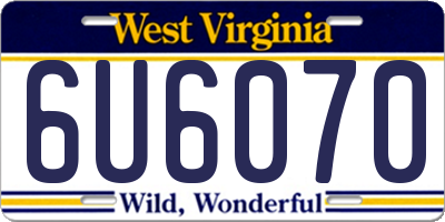 WV license plate 6U6070