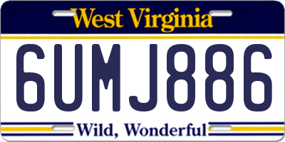 WV license plate 6UMJ886