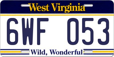 WV license plate 6WF053