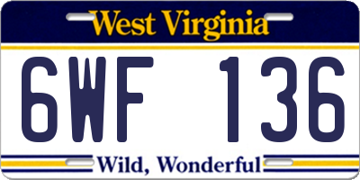 WV license plate 6WF136