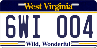 WV license plate 6WI004