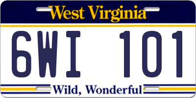 WV license plate 6WI101