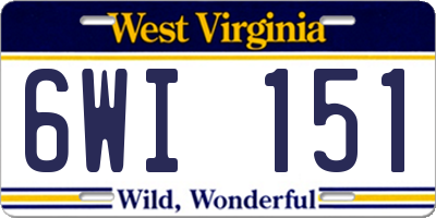 WV license plate 6WI151