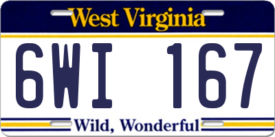 WV license plate 6WI167
