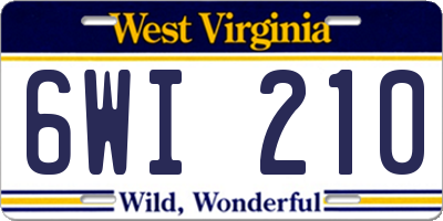 WV license plate 6WI210