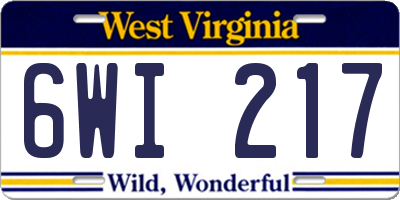 WV license plate 6WI217