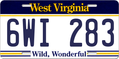 WV license plate 6WI283