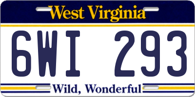 WV license plate 6WI293