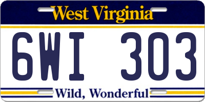 WV license plate 6WI303