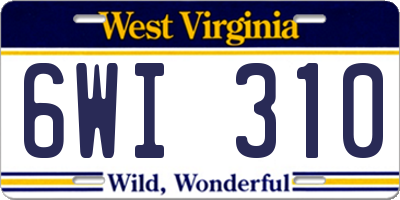 WV license plate 6WI310