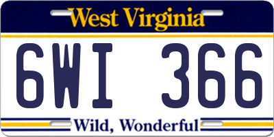 WV license plate 6WI366