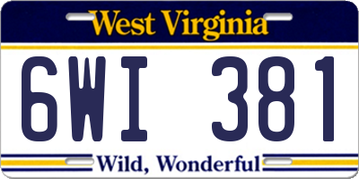 WV license plate 6WI381