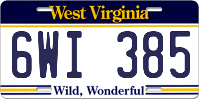 WV license plate 6WI385