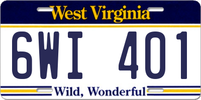 WV license plate 6WI401