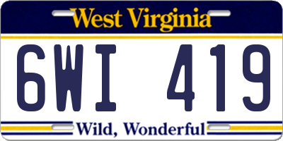 WV license plate 6WI419