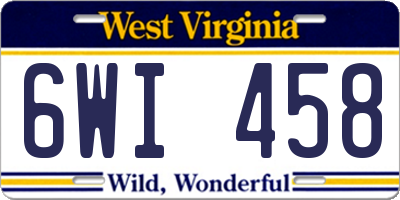 WV license plate 6WI458