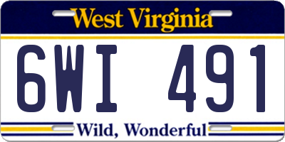 WV license plate 6WI491
