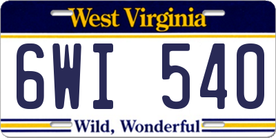 WV license plate 6WI540
