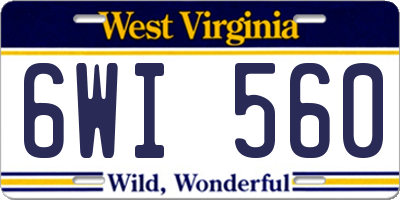 WV license plate 6WI560