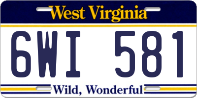 WV license plate 6WI581