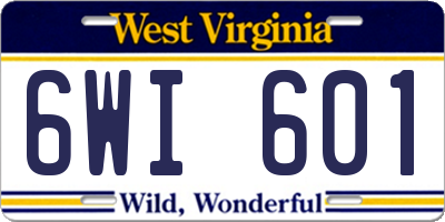 WV license plate 6WI601