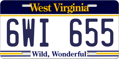 WV license plate 6WI655