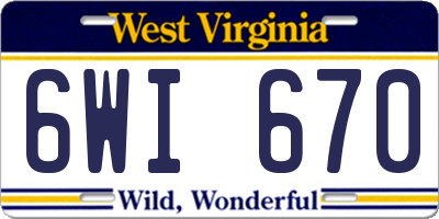 WV license plate 6WI670