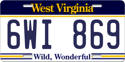 WV license plate 6WI869