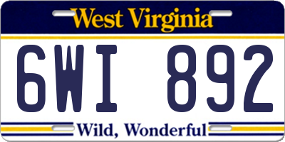 WV license plate 6WI892