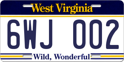 WV license plate 6WJ002