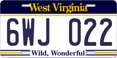 WV license plate 6WJ022