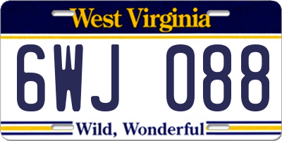 WV license plate 6WJ088