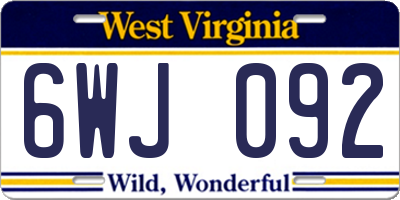 WV license plate 6WJ092