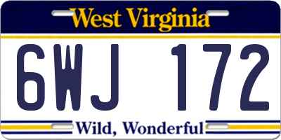 WV license plate 6WJ172