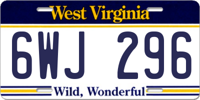 WV license plate 6WJ296