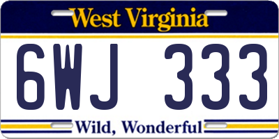 WV license plate 6WJ333