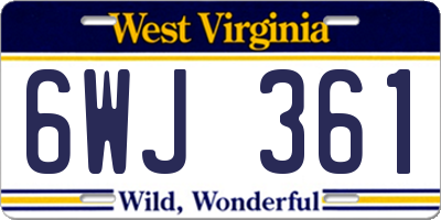 WV license plate 6WJ361
