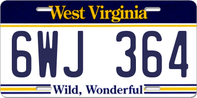 WV license plate 6WJ364