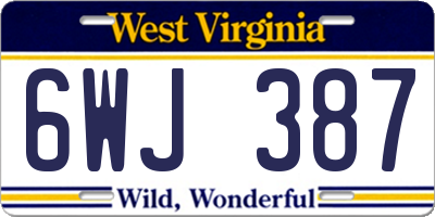 WV license plate 6WJ387