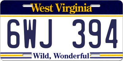 WV license plate 6WJ394