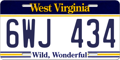 WV license plate 6WJ434