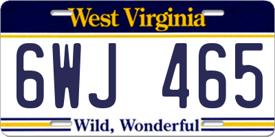 WV license plate 6WJ465